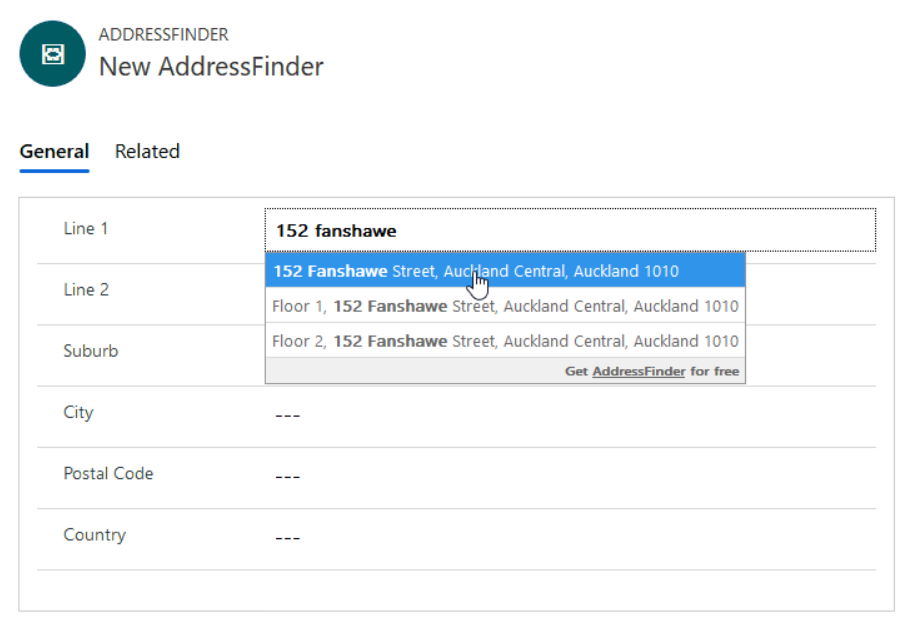 AddressFinder Widget